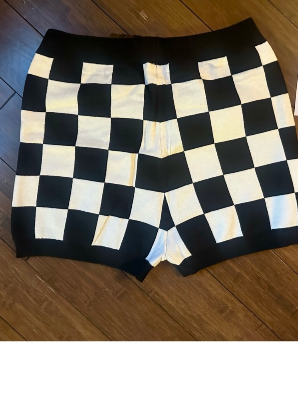 Dressed in LALA Black & White Checkerboard Women’s Shorts - Picture 2 of 4